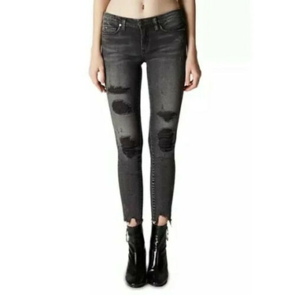 Blank NYC Shadow Chaser Destructed Skinny Ankle Crop Jean, Black / Grey